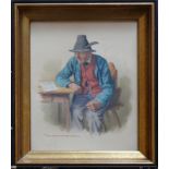 Krämer, Peter II (1857 Philadelphia - 1936 Dießen)"Alter Mann" auf Holzstuhl an einem Tisch sitzend;