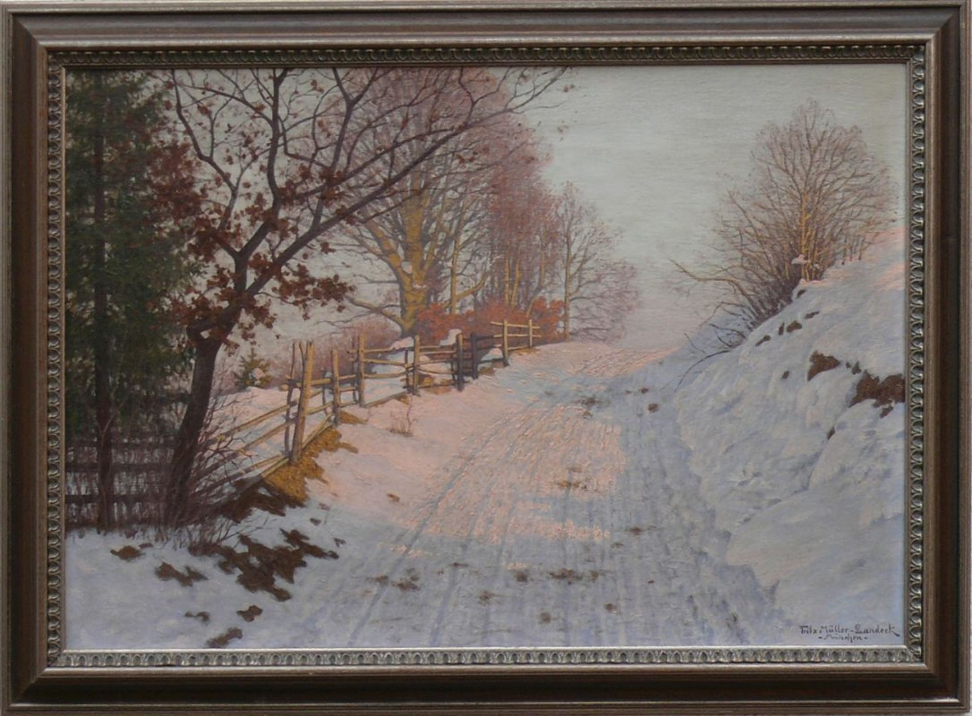 Müller-Landeck, Fritz (1865 Pinnow - 1942 Lenggries)"Sonniger Wintertag"; Landschaft mit