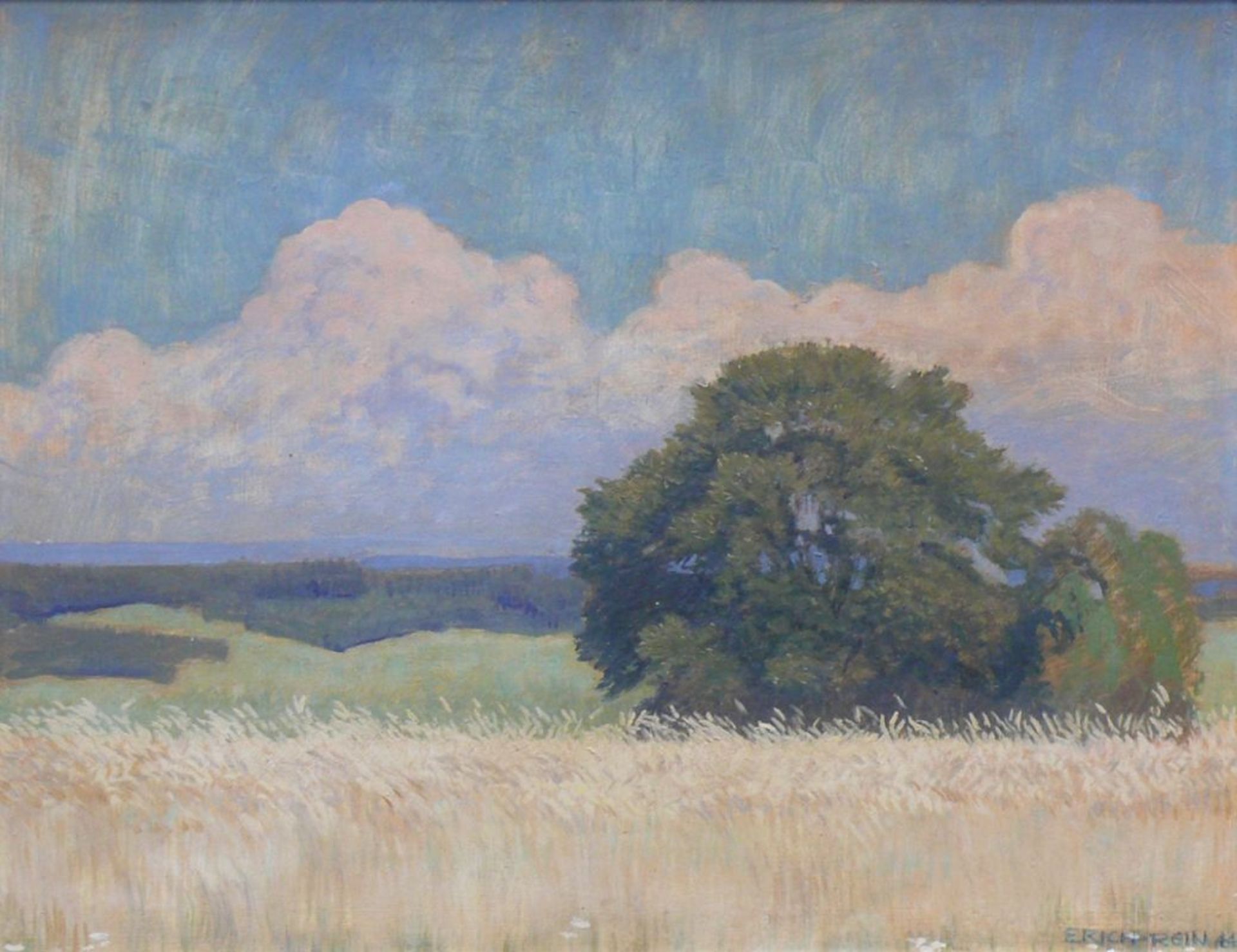 Rein, Erich (1899 Mitwitz/Oberfranken - 1960 Stockburg/Baden)"Landschaft"; Blick über Kornfeld auf - Bild 4 aus 6