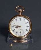 Taschenuhr (um 1890)Lepine; Gehäuse in 14ct GG; Werkdeckel Metall; Emailziffernblatt unbeschädigt