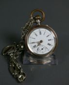 Taschenuhr (um 1900)Lepine; Gehäuse in Silber 800; Rückendeckel floral ziseliert;