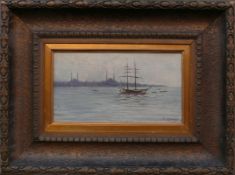 Zonaro, Fausto (1854 Masi - 1929 Sanremo)"Blick auf Istanbul" vom Bosporus aus gesehen mit Booten
