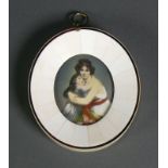 Miniaturist (20.Jh.)"Mme. Lebrun mit Tochter"; in ovalem Ausschnitt; Mischtechnik/Elfenbein; ca. 5,5