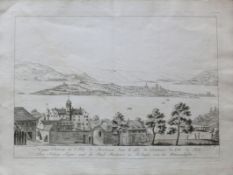 Hegne (um 1790)"Blick auf Hegne und Reichenau"; Umrissradierung, grau laviert von Johann Thomas