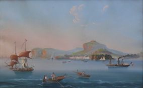 Italienischer Vedutenmaler (Anfg. 19.Jh.)"Isola di Capri"; Blick vom Wasser aus mit mehreren