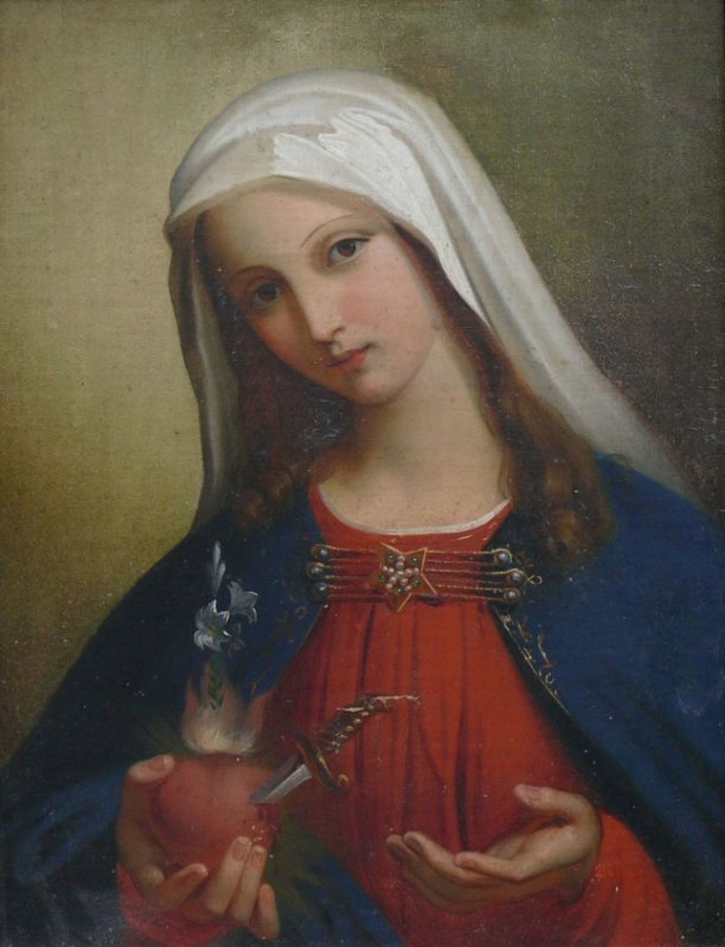 Kaiser, Heinrich (attr.; 1813 - 1900, Stanz/CH)"Maria Magdalena" mit durchbohrtem, flammendem Herz - Bild 2 aus 3