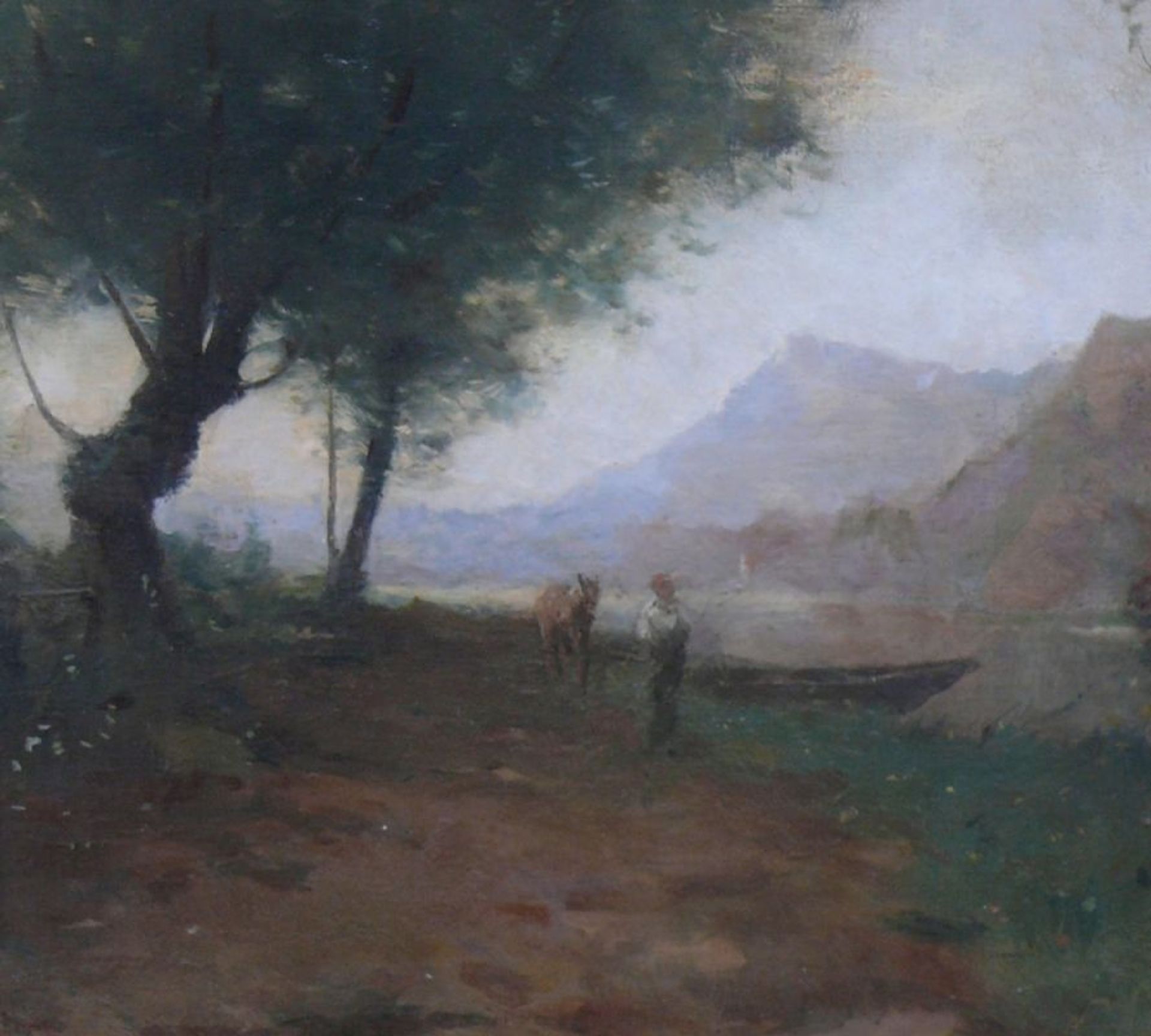 Corot, Camille Jean-Baptiste (attr., Paris 1796 - 1875)"Landschaft" mit Fluss; in der Bildmitte - Bild 3 aus 6