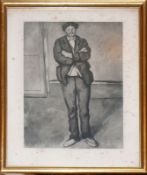 Cézanne, Paul (1839 - 1906)"Stehender Bauer mit verschränkten Armen"; Lichtdruck nach dem Gemälde