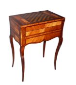 Schach-/Backgammon-Spieltisch (2.H.19.Jh.)rückseitig herausziehbare Schubladenteil auf geschwungenen
