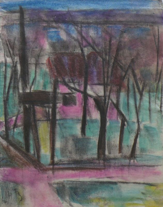 Breinlinger, Hans (Konstanz 1888 - 1963)"Blick auf Haus in einem Park"; hinter blattlosen Bäumen - Image 2 of 2