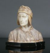 Montini, Roberto (1882 - 1963)"Dante Alighieri"; marmorierte Steinskulptur; verso signiert; H: 13,