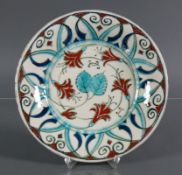 Fayenceteller Delft (18./19.Jh.)De Porceleyne Fles; farbiger Blütendekor unter Glasur; alte