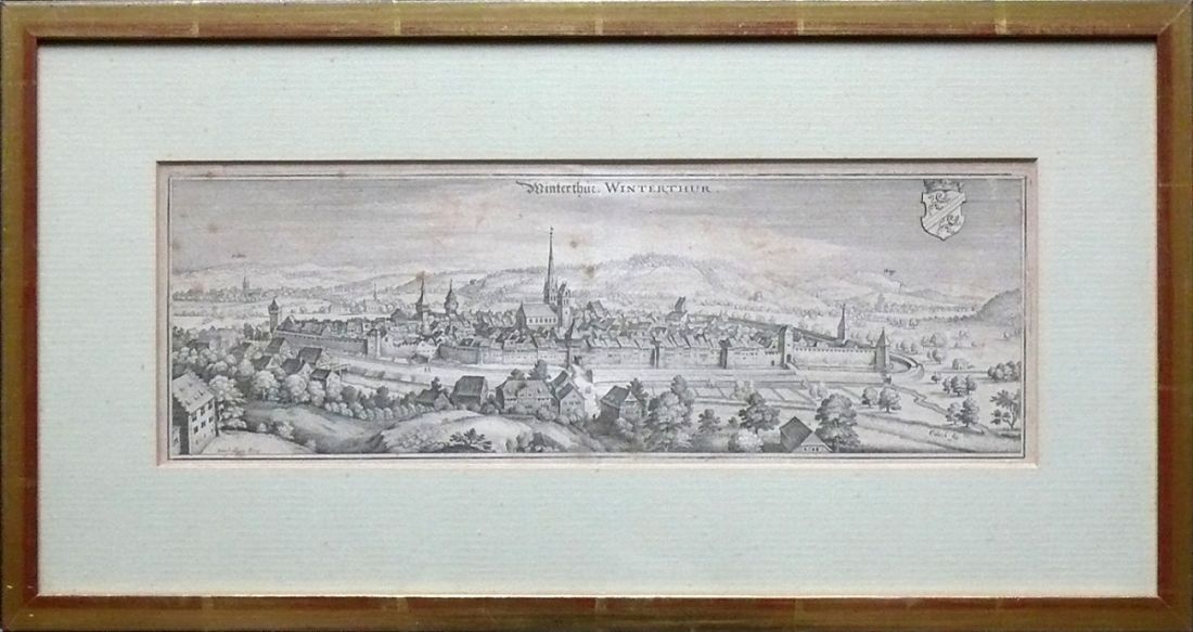 Winterthur (Merian, Mitte 17.Jh.)Kupferstich; leicht stockfleckig; ca. 11 x 33 cm; unter PP hinter