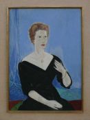 Becker, Curth Georg (Singen 1904 - 1972) "Portrait einer sitzenden Frau" in schwarzem Kleid mit