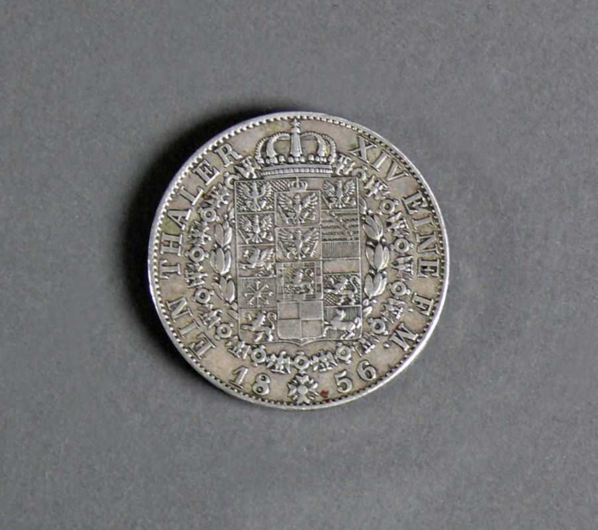 Silbermünze Ein Thaler 1856; XIV Eine F.M.; Karl König von Württemberg - Bild 2 aus 2