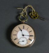 Taschenuhr (Anfg. 20.Jh.) Gehäuse Silber; Werkdeckel Metall; Emailziffernblatt mit röm. Anzeige; kl.