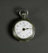 Taschenuhr mit Wecker (um 1920) URANIA; Metallgehäuse; Emailziffernblatt mit arab. Anzeige; am