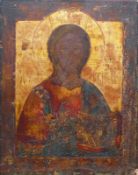 Ikone (Russland, 18.Jh.) "Christus König"; als Halbfigur, seine rechte Hand ist segnend erhoben;