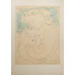 Picasso, Pablo (1881 Malaga - 1973 Mougins) "Mutter mit Kind"; Farblithographie; links oben i.d.