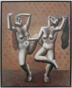 Diemer, Bruno (1924 Brackenheim - 1962 Lunéville) "2 tanzende Akte (die Schwestern)"; ÖL/LW;