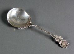 Vorlegelöffel Silber 835; Griff mit Augsburger Rosen-Dekor; L: 18 cm; 38g