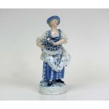 Gärtnerin-Figur (Meissen, ca. 1860-80) Modell von M.V. Acier; Frau mit Blütenkorb; Blaumalerei;