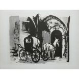Schmitz, Jean Paul (1899 Wesseling - 1970 Singen) "Esel mit Wagen"; Lithographie in schwarz und