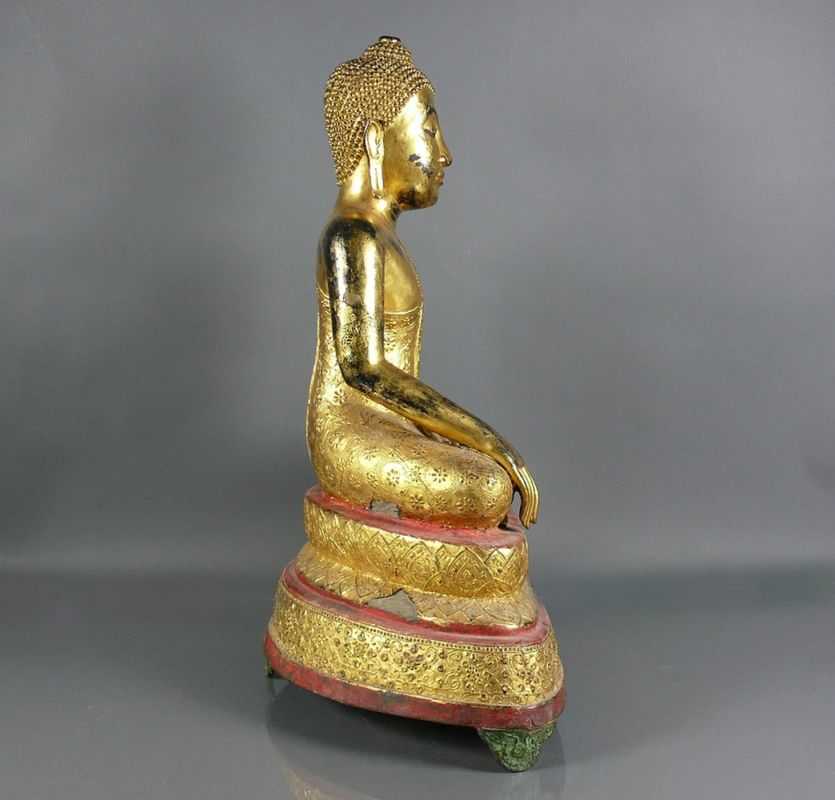 Buddha (Thailand/Burma, 18./19.Jh.) "Vajrasana"; auf dreieckförmigem Lotussockel; im Meditationssitz - Image 4 of 4
