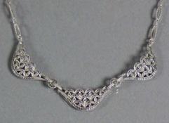 Collier (1.H.20.Jh.) Fahrner Theodor; Silber 925; mit Markasiten besetzte Blütenform; gestempelt TF,