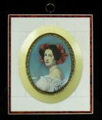 Miniaturist (20.Jh.) "Brustportrait der Auguste Strobl"; Mischtechnik/Elfenbein; fein gemalte