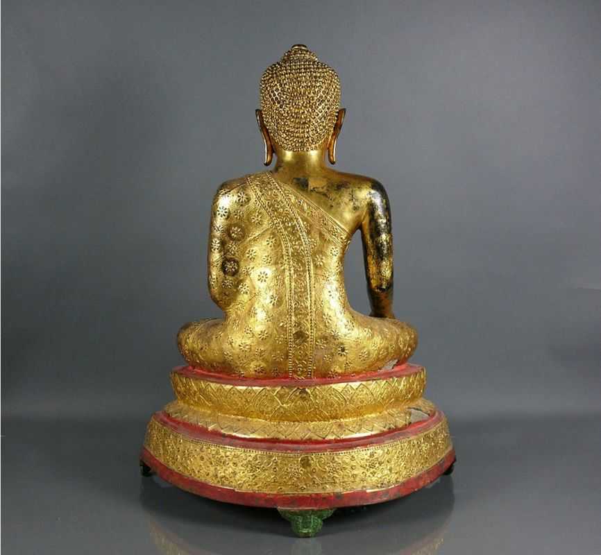 Buddha (Thailand/Burma, 18./19.Jh.) "Vajrasana"; auf dreieckförmigem Lotussockel; im Meditationssitz - Image 3 of 4