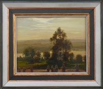 Frank, Hans (1884 Wien - 1948 Salzburg) "Inn-Landschaft"; spätsommerliche Landschaft mit Baumbestand