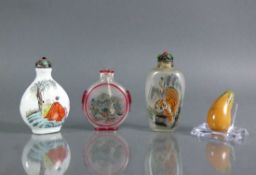 4 div. Snuff-Bottles unterschiedliche Materialien; H: 4,5 - 8,5 cm