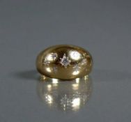 Damenring 14ct GG; mit 7 eingelegten, sternförmigen Brillanten von zus. ca. 0,15ct; Ringgr. 54; 7,