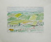 Sauerbruch, Hans (1910 Marburg - 1996 Konstanz) "Hügelige Landschaft" mit Häusergruppe im