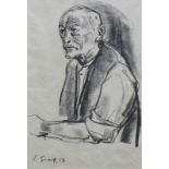 Graf, Ernst (1909 Bern - 1988 Ermatingen) "Halbportrait eines Mannes"; Lithographie in schwarz;