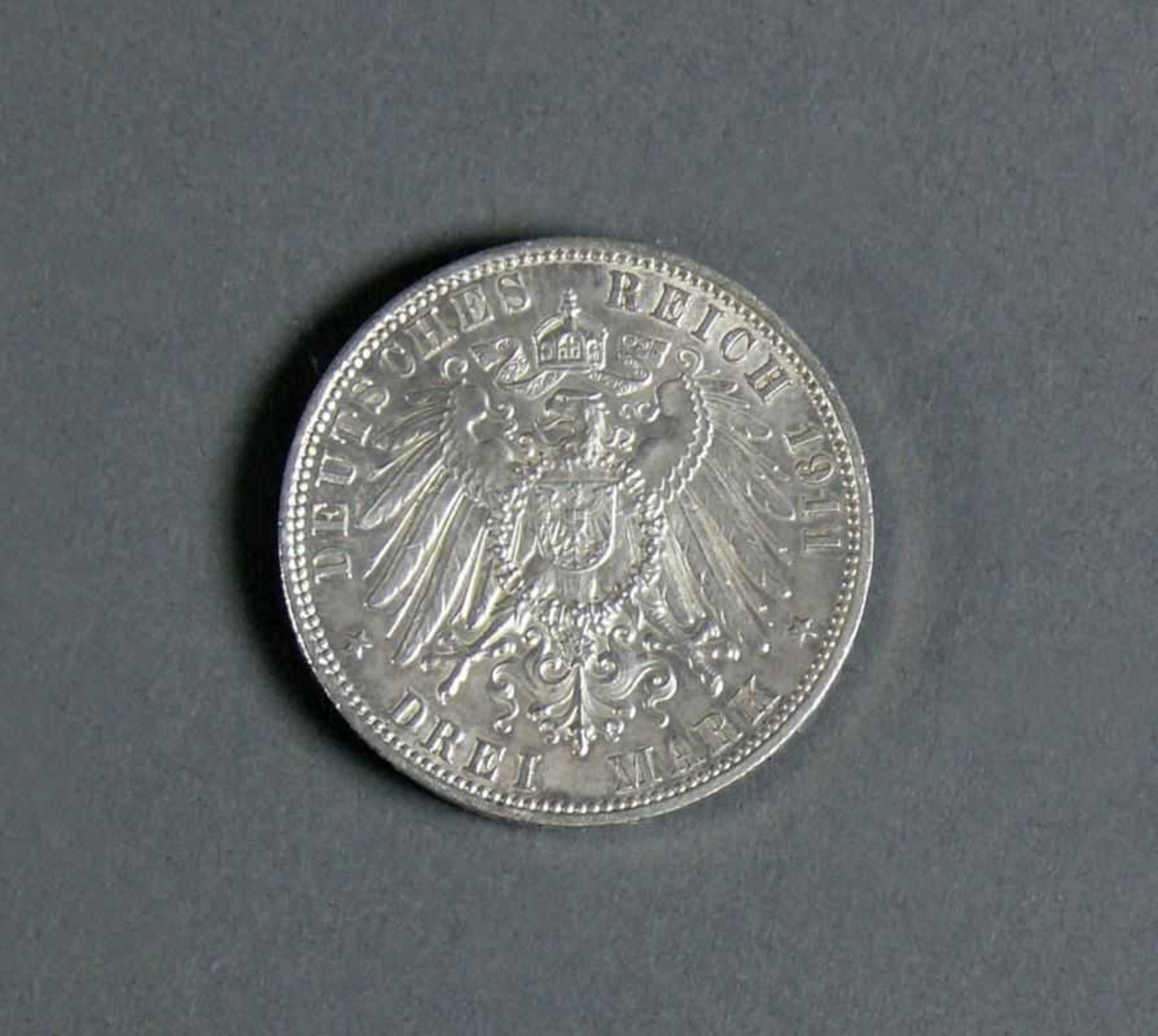 Silbermünze Freie und Hansestadt Hamburg; Drei Mark 1911 - Bild 2 aus 2