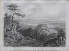 Hohentwiel (Mitte 19.Jh.) Blick auf Ruine; im Hintergrund Bodensee; Stahlstich von Riegel; ca. 10
