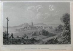 Radolfzell (Mitte 19.Jh.) Blick von Osten; Gesamtansicht; Stahlstich von Umbach; ca. 10 x 15 cm;