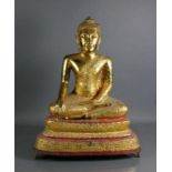 Buddha (Thailand/Burma, 18./19.Jh.) "Vajrasana"; auf dreieckförmigem Lotussockel; im Meditationssitz
