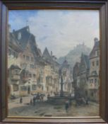 Stieler, Robert Friedrich (1847 Heilbronn - 1908 Karlsruhe) "Blick auf Stein am Rhein"; belebter