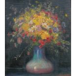 Otto, Ludwig (1850 Borna - 1920 Dresden) "Blumenstillleben" mit bunten Wiesenblumen in Vase; ÖL/