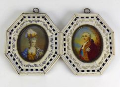 Paar Miniaturen (19./20.Jh.) Darstellung von Louis XVI (sign. Called) sowie Marie Antoinette (
