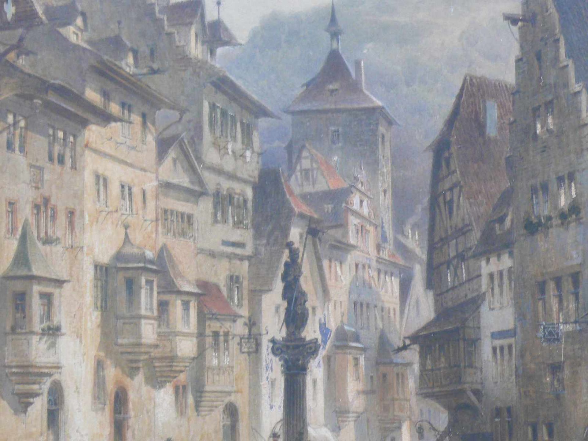 Stieler, Robert Friedrich (1847 Heilbronn - 1908 Karlsruhe) "Blick auf Stein am Rhein"; belebter - Bild 6 aus 8