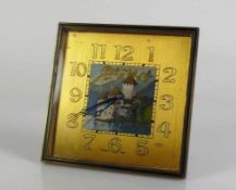 Schreibtisch-Uhr (Schweiz, 1.H.20.Jh.) 8-Tage-Werk; messingfarbenes Ziffernblatt mit arab. zahlen;