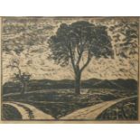 Laage, Wilhelm (1868 Stellingen - 1930 Reutlingen) "Zwei Wege"; Holzschnitt 1921; ca. 39 x 50 cm;