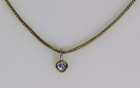 Halskette mit Solitär-Brillantanhänger von ca. 0,25 ct W-SI; Kette und Hänger in 18ct GG; 19,5 g; L: