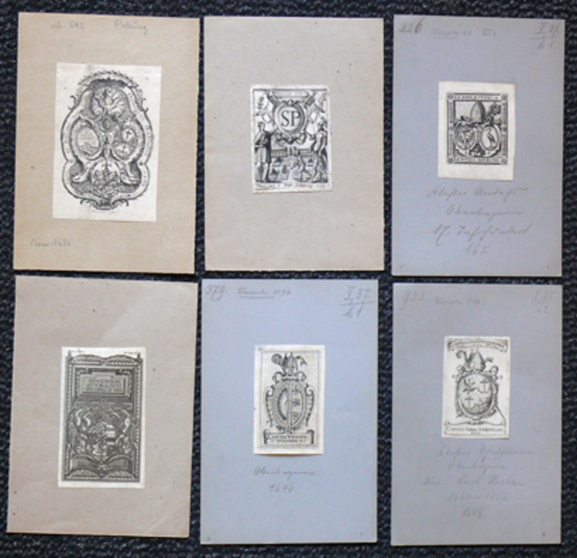 Alte Ex-Libris Sammlung insgesamt 37 Stück; einzeln auf Karton; vorwiegend 16./17.Jhdt.; nach - Bild 3 aus 6