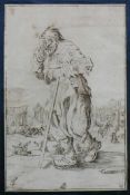 Callot, Jacques (Nancy 1592 - 1635, Umkreis/Schule) "Der Bettler mit dem langen Stock"; im