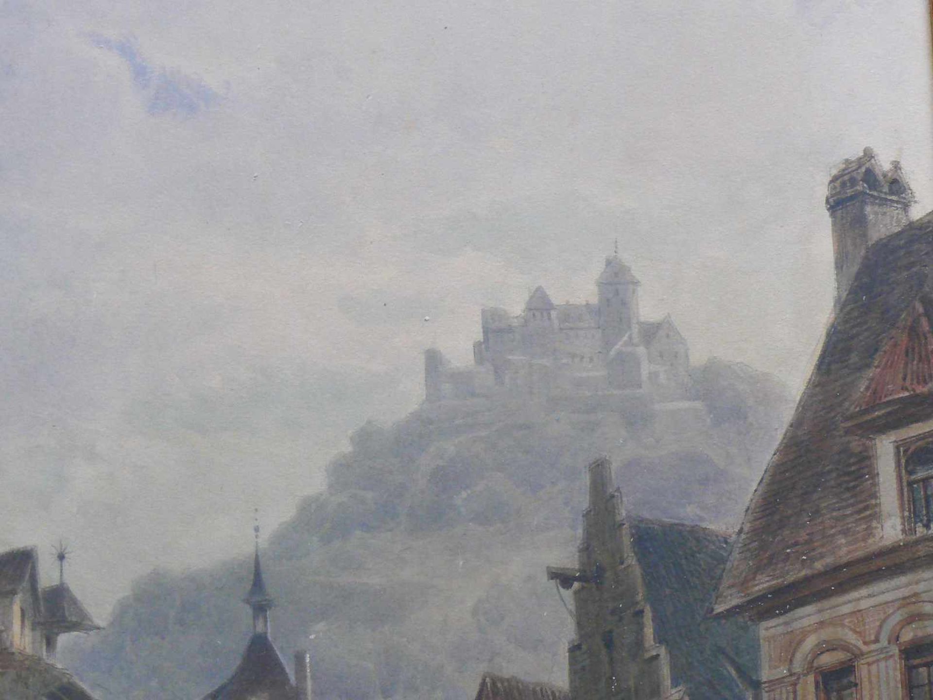 Stieler, Robert Friedrich (1847 Heilbronn - 1908 Karlsruhe) "Blick auf Stein am Rhein"; belebter - Bild 7 aus 8